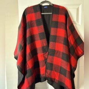 Wrap, red and black buffalo check, one size fits all
